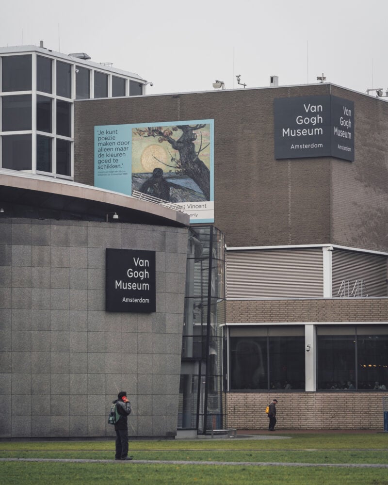 A close up of the Van Gogh Museum and art gallery in Amsterdam