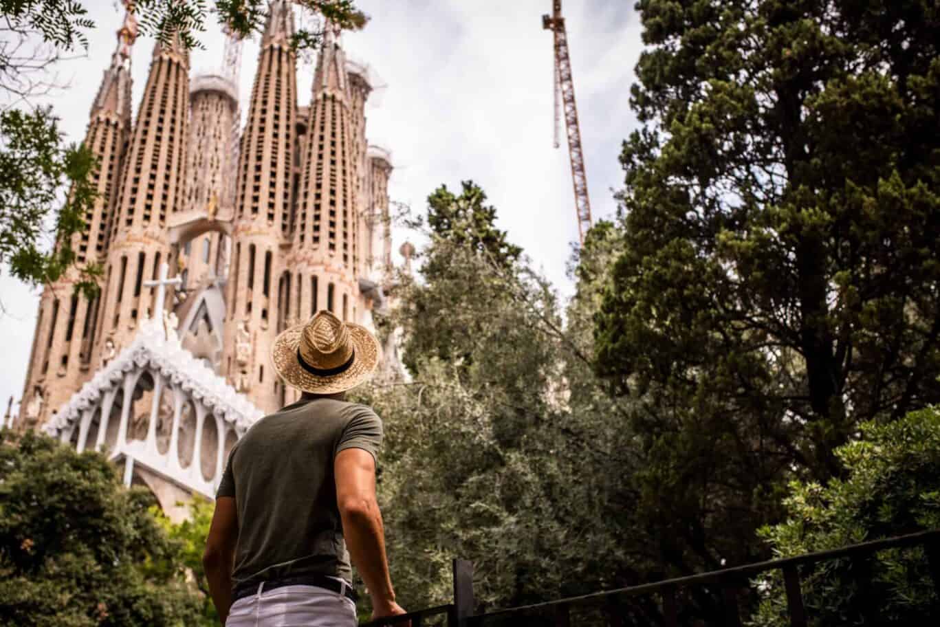 View of Sagrada Família from outside St Christopher’s Barcelona hostel.
