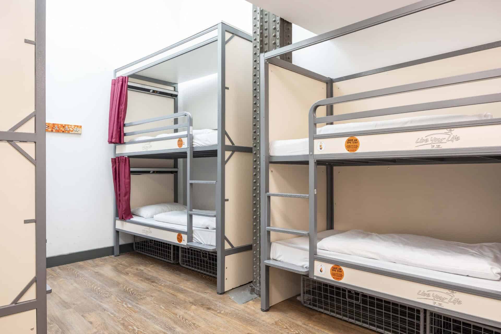Bunk beds in a hostel dorm room, Edinburgh.