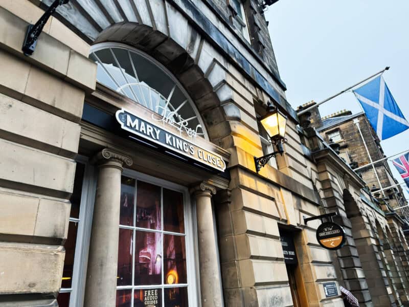Mary King’s Close historic underground streets and visitor entrance in Edinburgh, Scotland, UK heritage tour and old city architecture