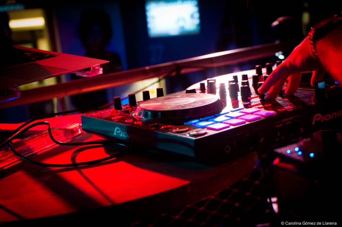 DJ equipment at St Christopher’s Paris hostel near Gare du Nord station.