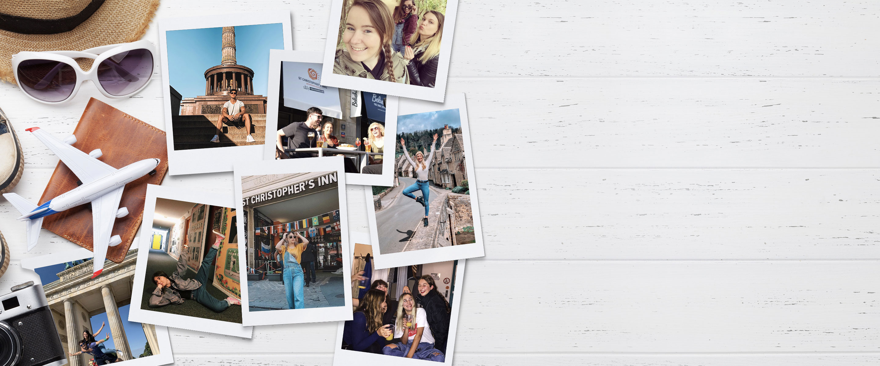 travel photos on a desk