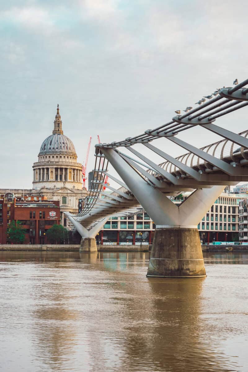 St. Pauls cathedral dome from across the river Thames, London