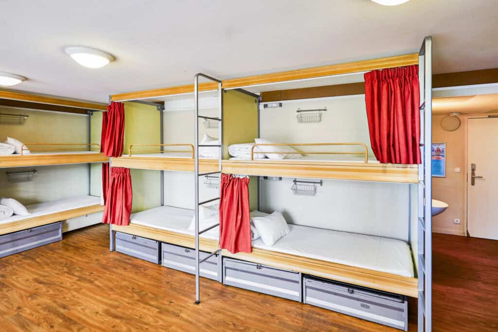 Bunk beds in a hostel dorm room at St Christopher’s Paris - Canal.