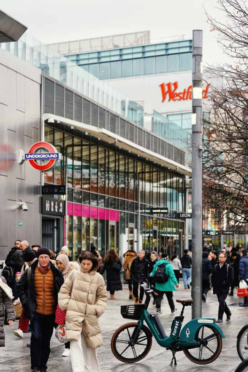 Westfield Shopping Centre (Westfield London), Shepherd’s Bush Underground Station in White City, West London, England, United Kingdom