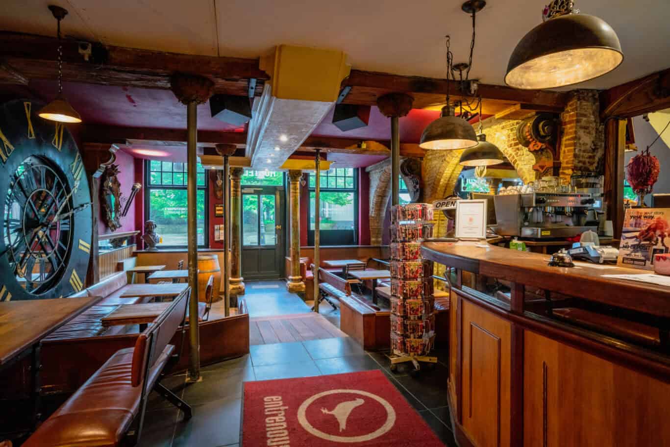 Inside The Bauhaus bar at St Christopher's Inn Brugge – characterful interiors with exposed beams and welcoming atmosphere