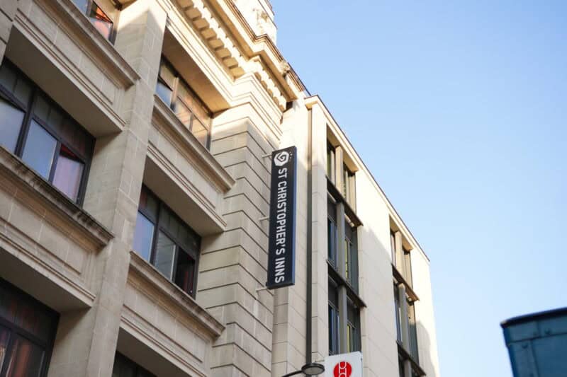 Exterior view of St Christopher’s Hostel near Gare du Nord station.